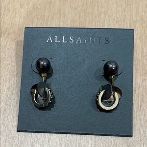 All Saints Black and Gold Hoop Earrings